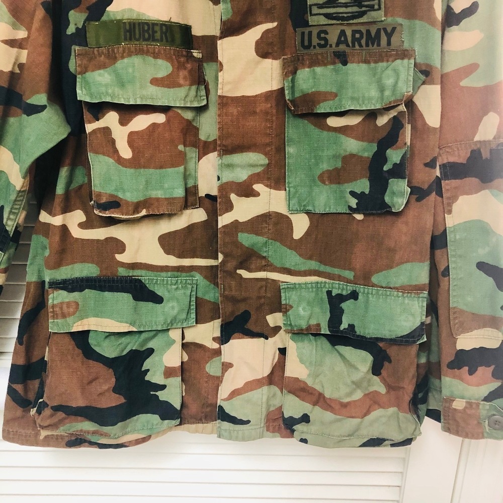 Vintage Army‎ Woodland Camo Combat Jacket 1986 1st Aviation Brigade Mens M - Picture 3 of 12